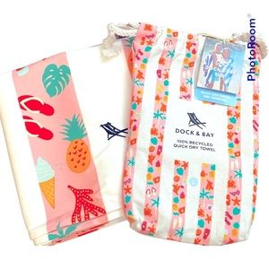 Dock & Bay Quick Dry Travel Towel Beach Kids Collection Large Pink/White NWT